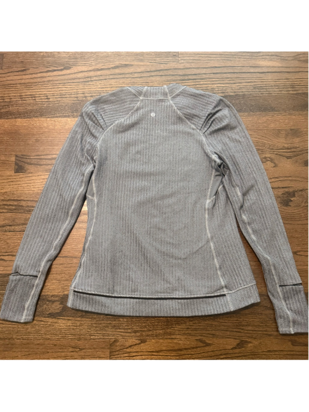 Lululemon Think Fast Long Sleeve Heathered Herringbone Black/Slate SZ 10